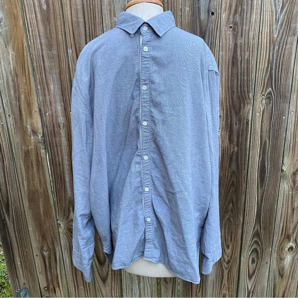 Men’s Billy Reid standard long sleeve button down dress shirt casual blue XXL